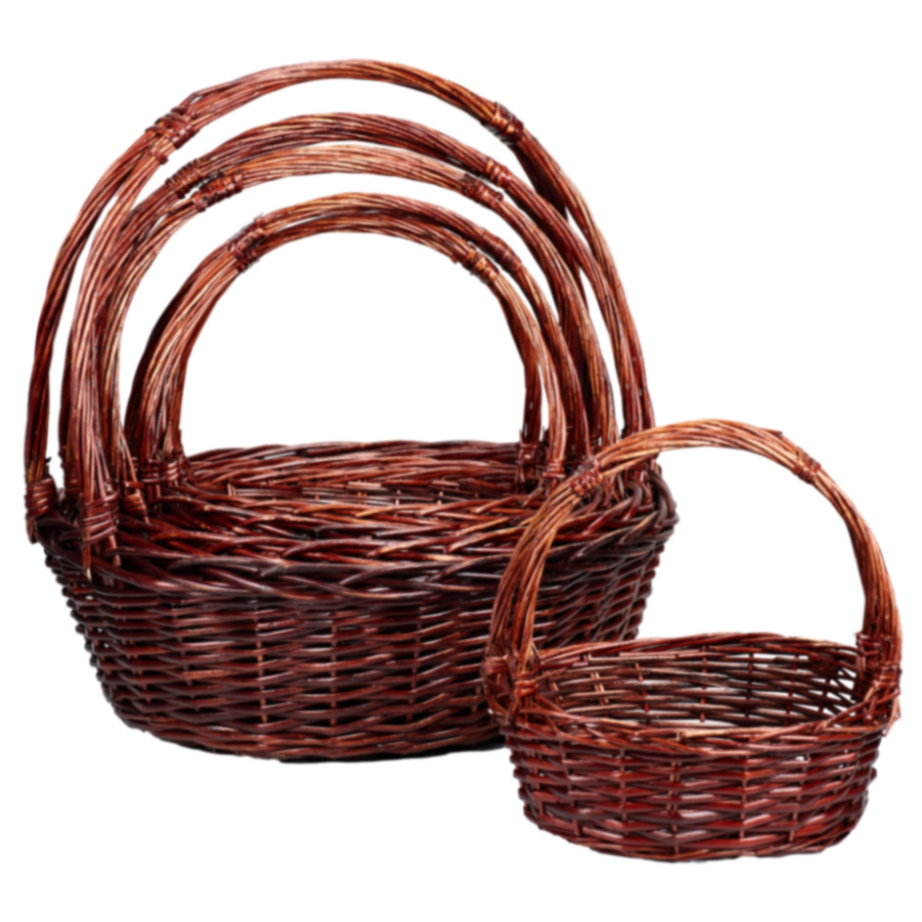 Willow baskets, 6pcs, 70x55xH61, 60x46xH55, 50x41xH49, 43x35xH43, 35x25xH39, 29x20xH33cm