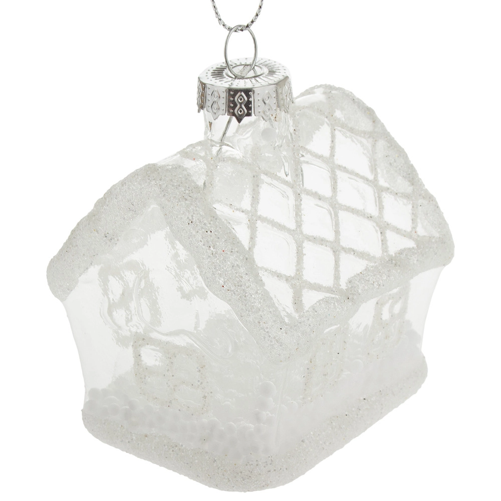 Christamas tree decoration house Glass, White | Wholesale flowers, plants and supplies Christamas tree decoration house Glass, White