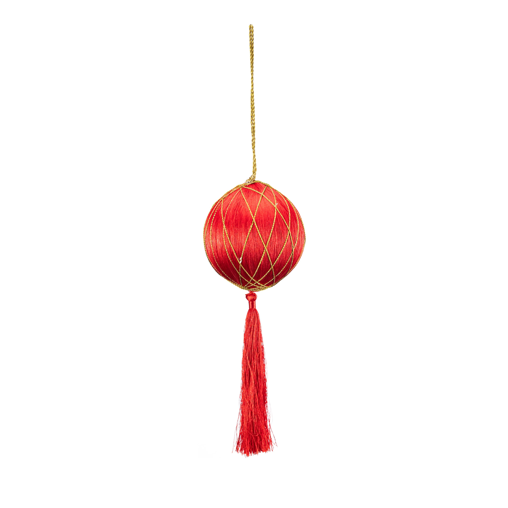 Silk christmas Ball with tassel, Red | Wholesale flowers, plants and supplies Silk christmas Ball with tassel, Red