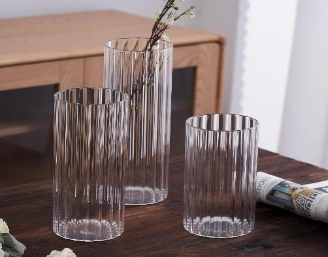 Glass vase Cylinder Lines