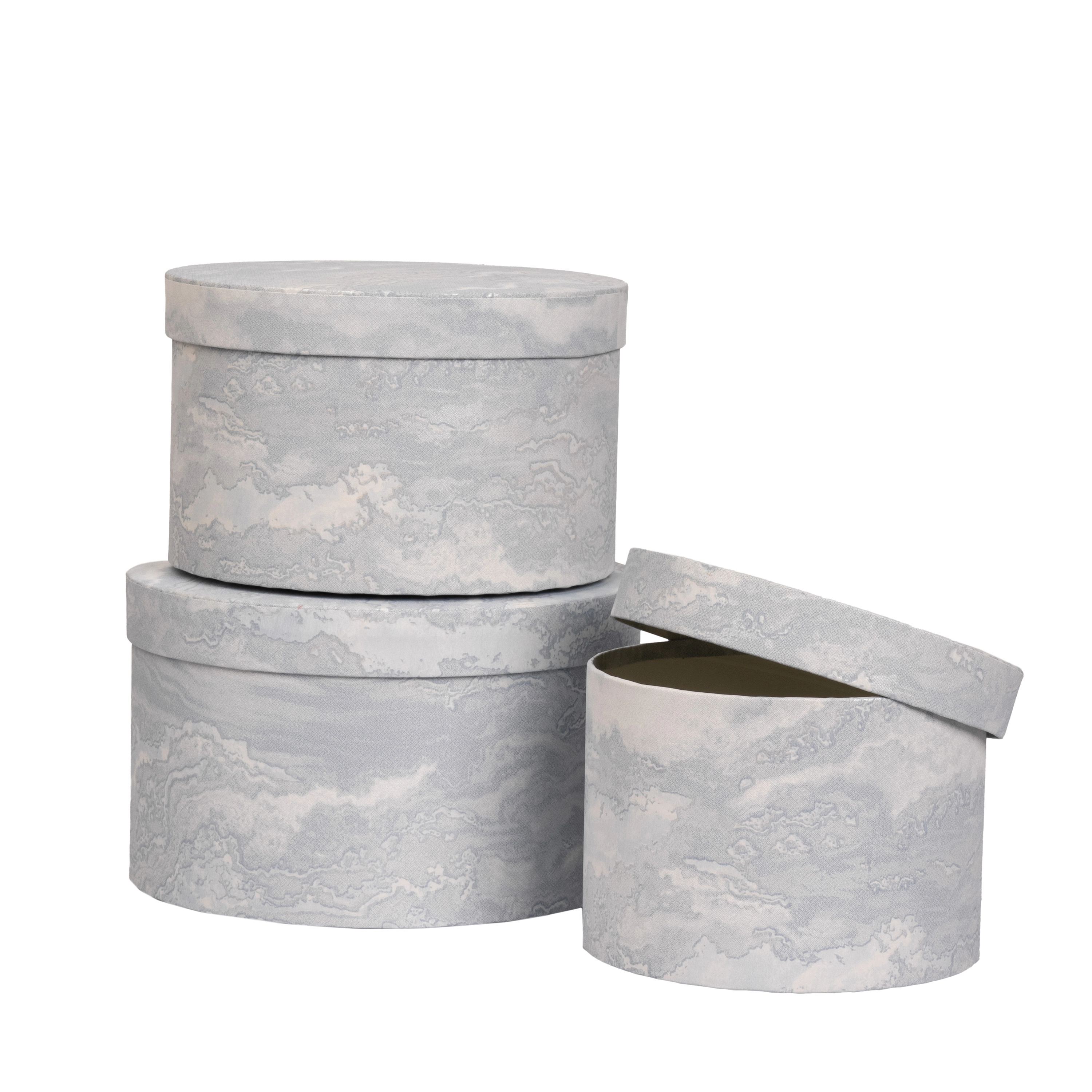 Flower box Marble D25xH15, D22xH14, D18xH13cm, 3pcs