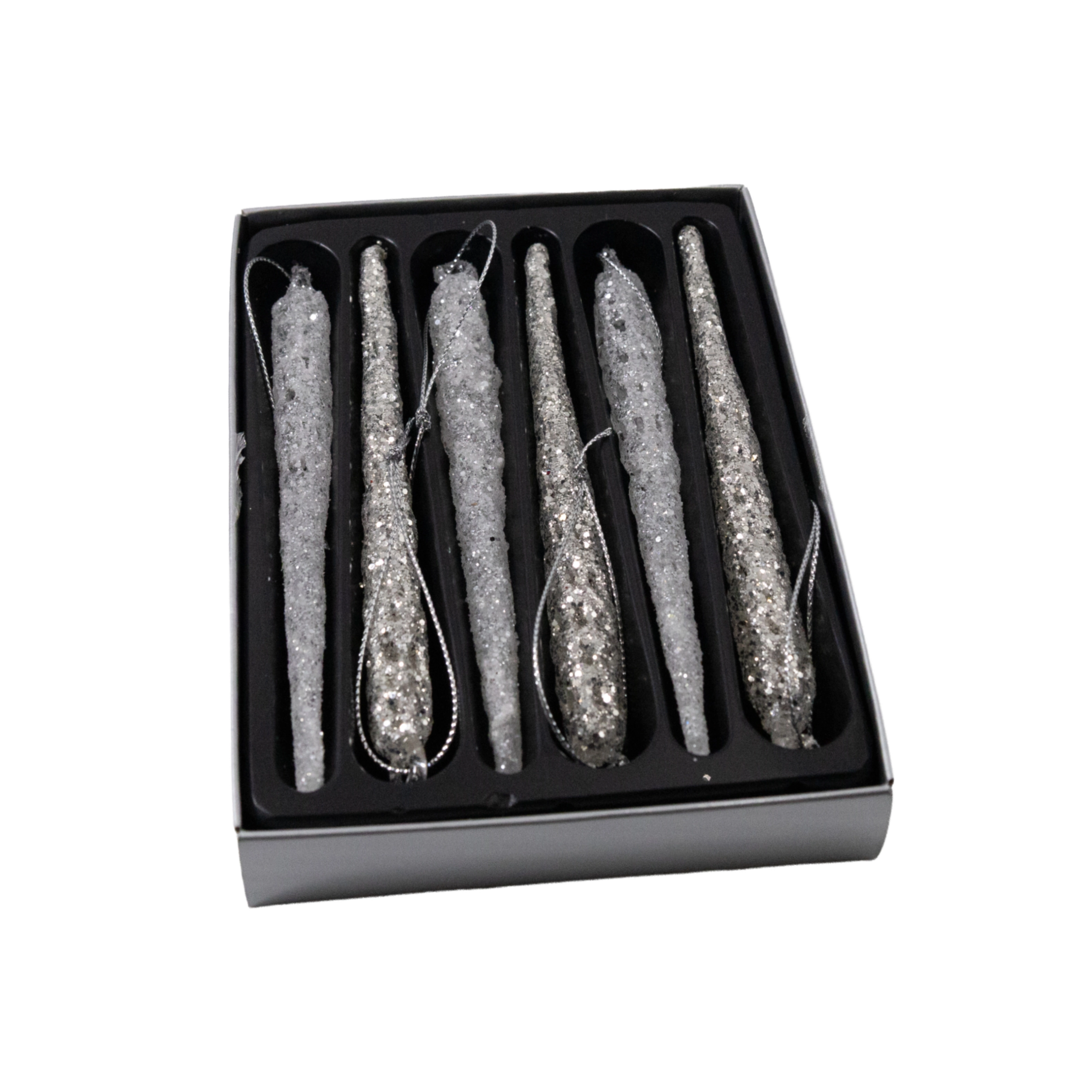 Glass Christmas decoration Icicle assorted, 6 pcs