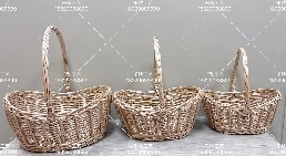 Willow baskets, 3pcs, 30x23xH30, 35x26xH34, 39x32xH40cm