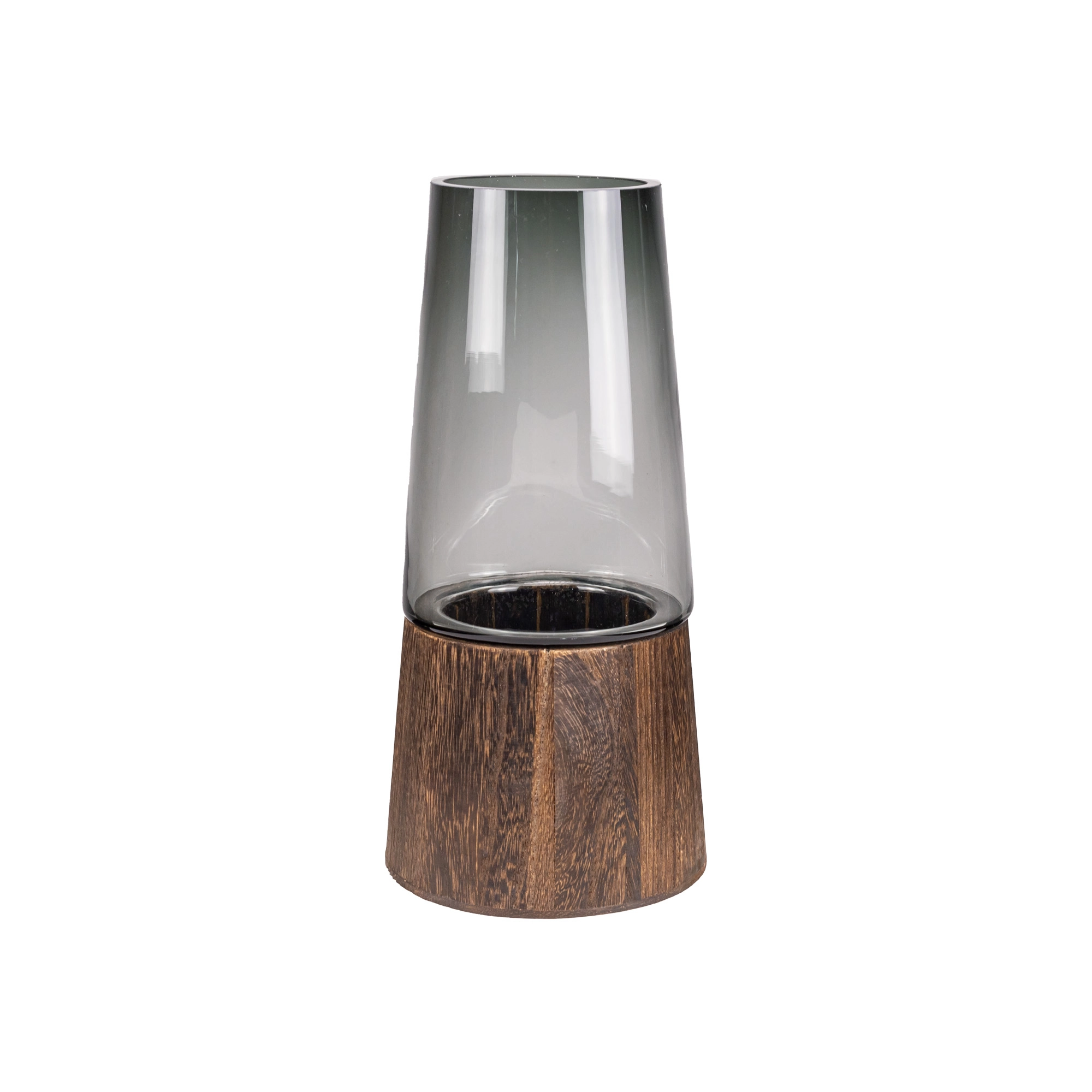 Glass vase Wooden style
