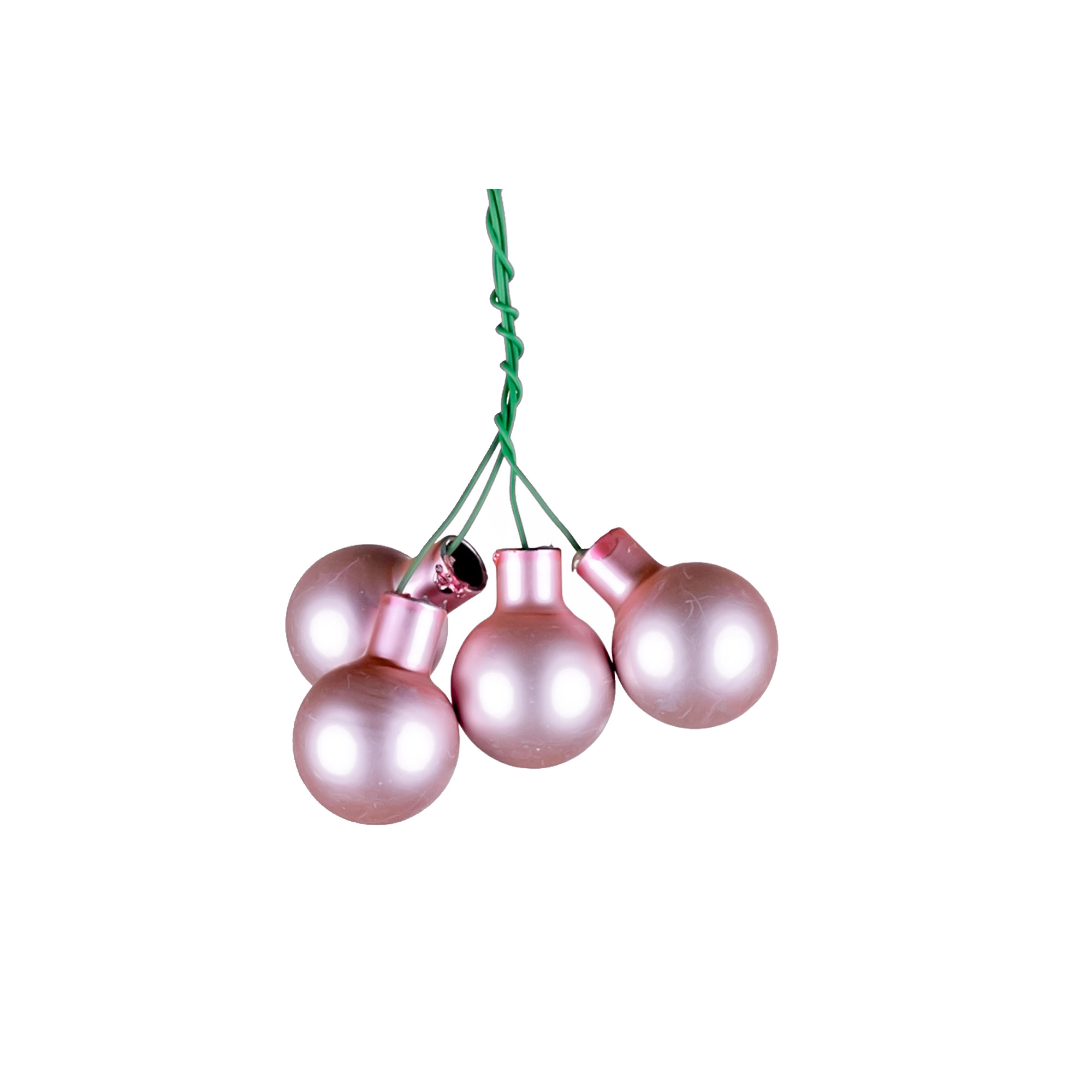 Glass Сhristmas balls on wire, plain , 144 pcs, Light pink
