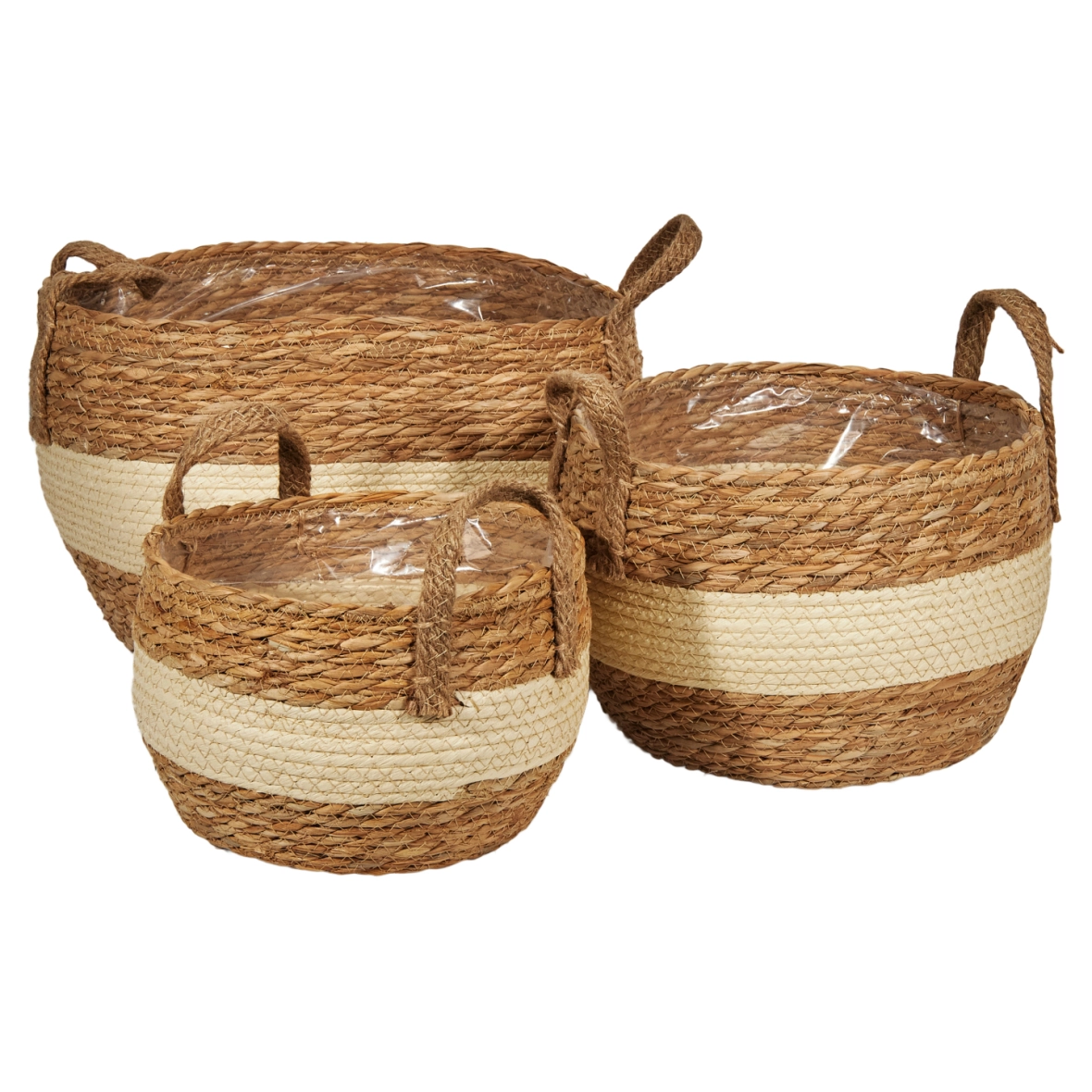 Seagrass baskets D33xH24, D27xH20, D24xH16 cm, 3 pcs