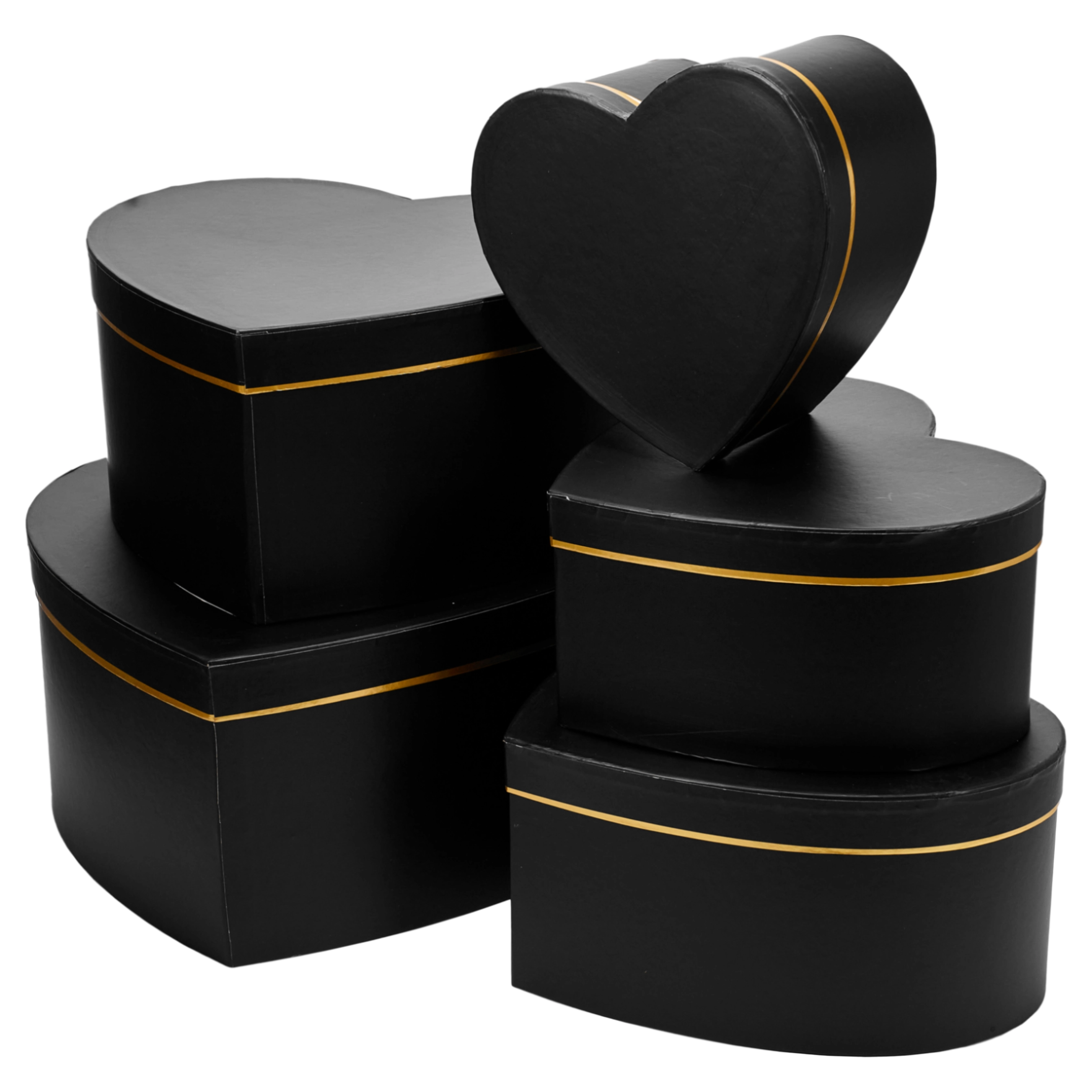 Flower box Heart 33.5x31x16, 30x28x14.5, 26.5x25x13, 23x21.5x11.5, 19.5x18x10 cm Black