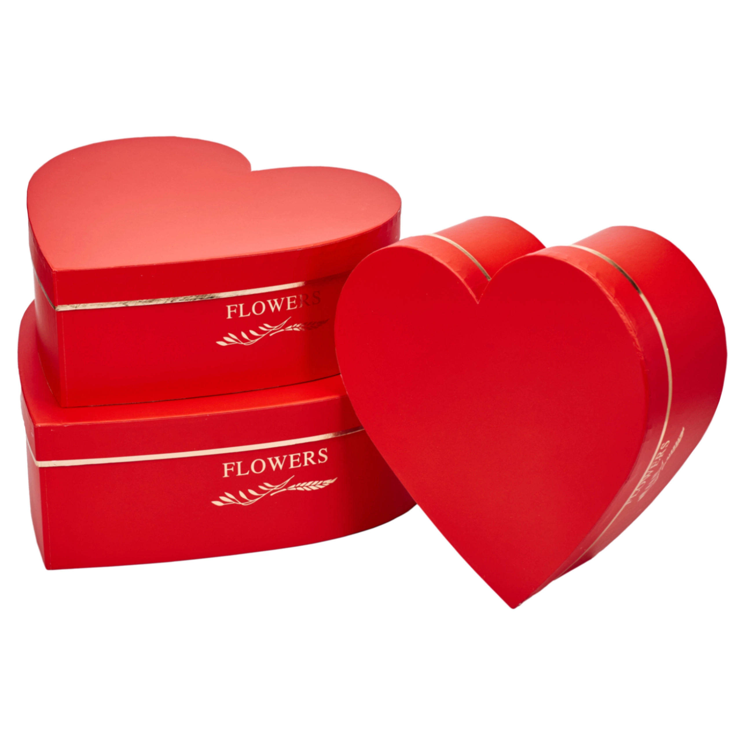 Flower box Heart 33x32.5x11.5, 29x28.5x10.5, 26x25x9.5 cm Red
