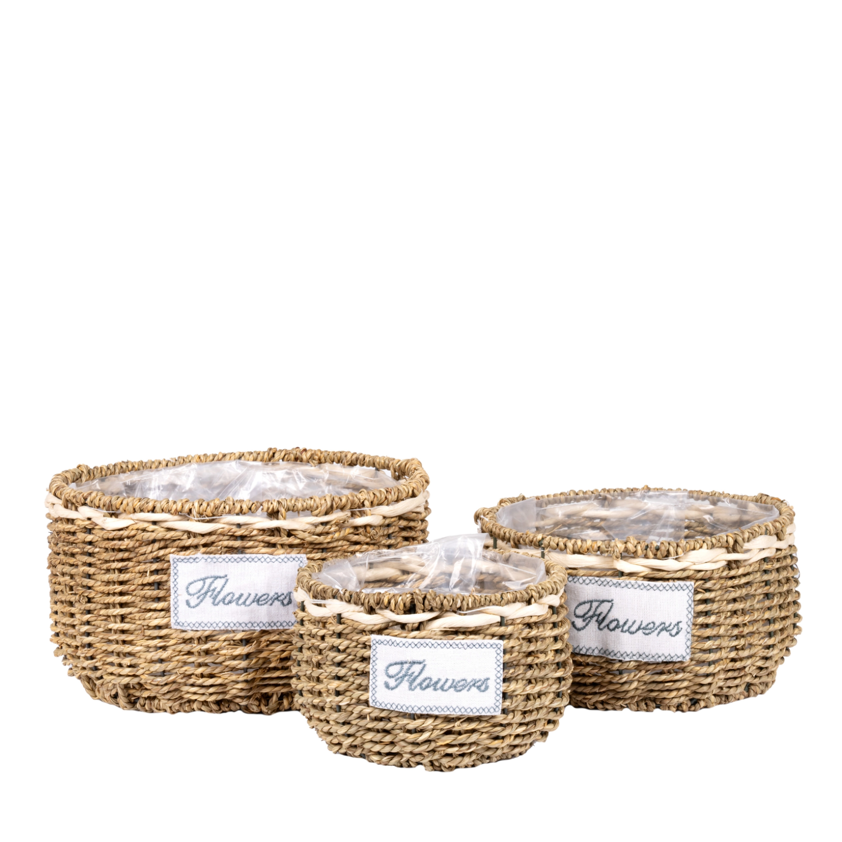Grass baskets D29xH16, D25xH14, D20xH13cm 3pcs