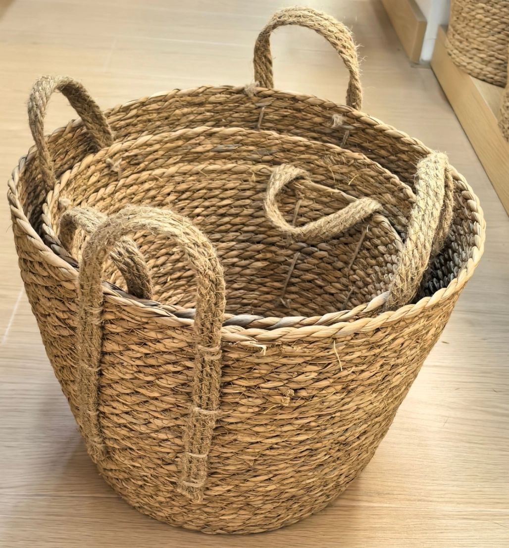 Seagrass baskets D35xH33, D29xH30, D27xH27 cm, 3 pcs