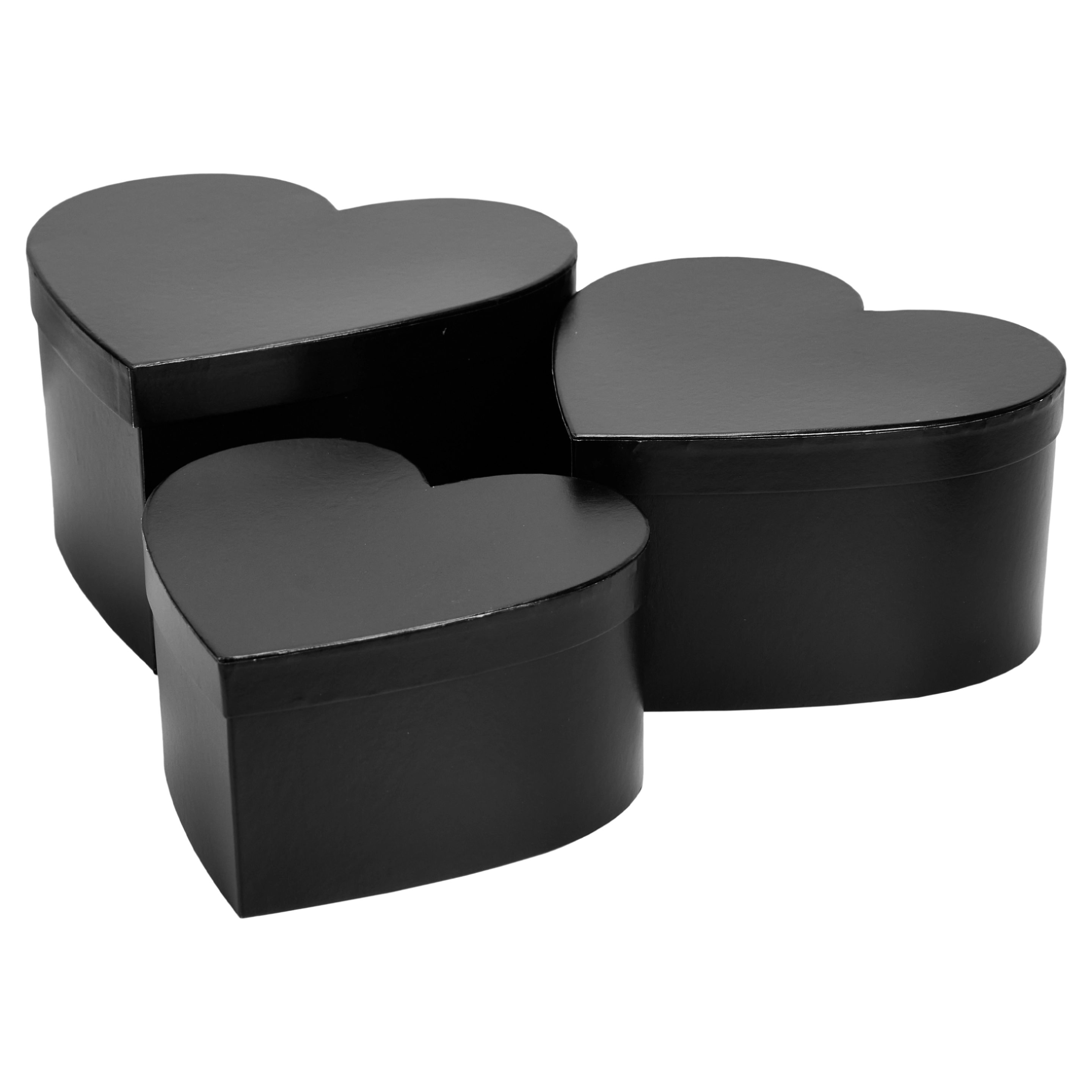 Flower box Heart 29x28x16, 26x25x14, 23x22x12 cm Black