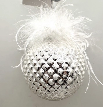 Glass Christmas ball with feather