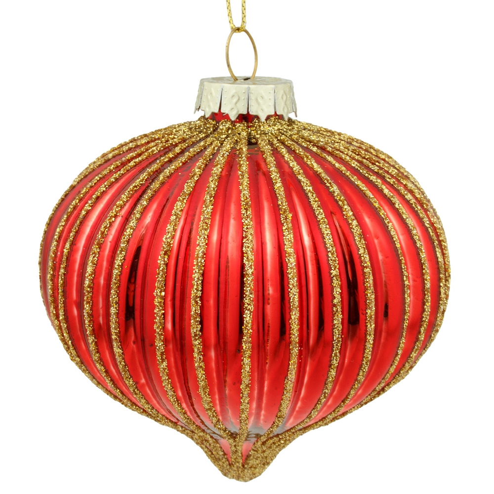 Glass christmas Onion, Red