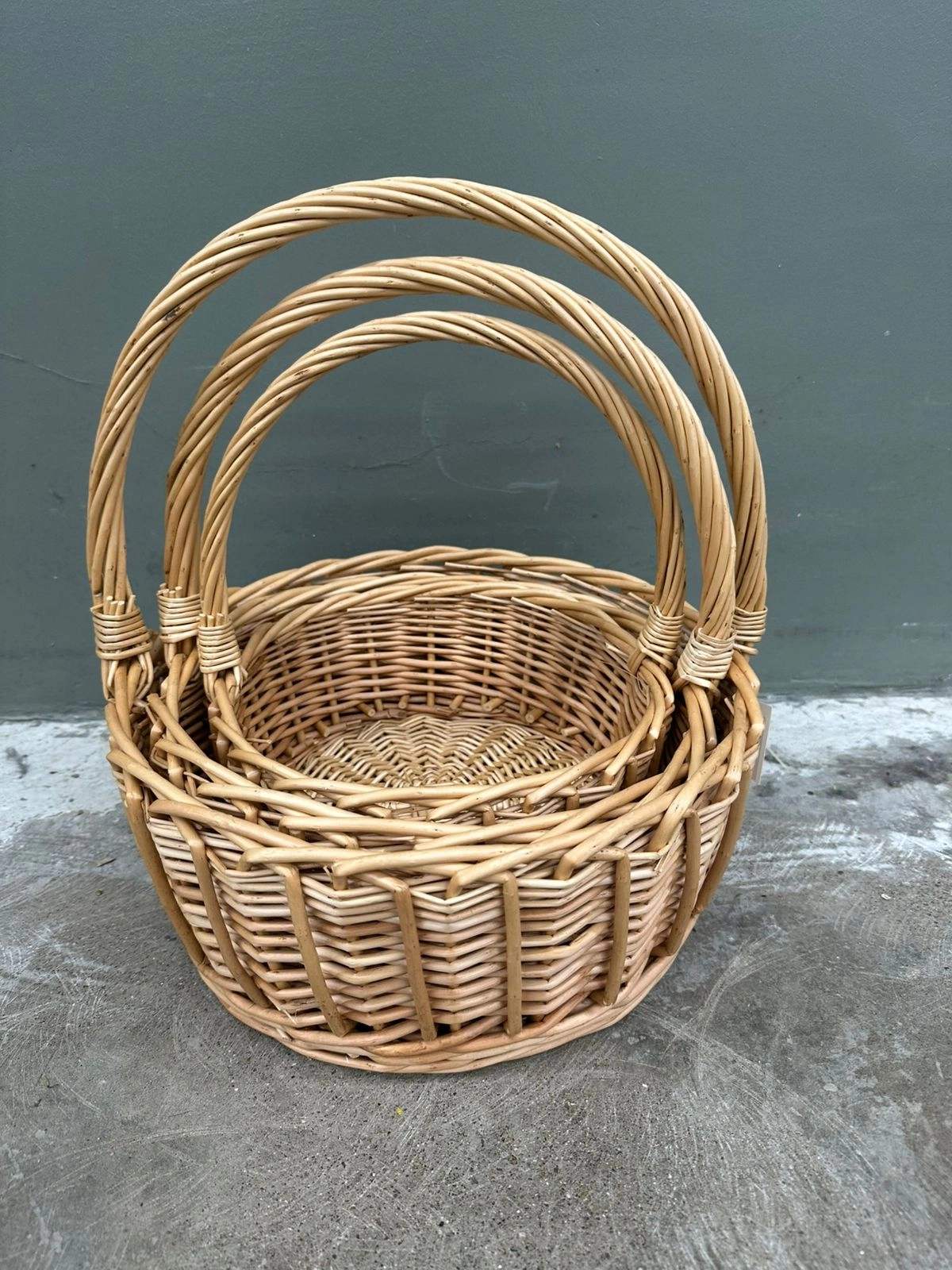 Willow baskets, D36xH38, D32xH33, D26xH28cm, 3pcs