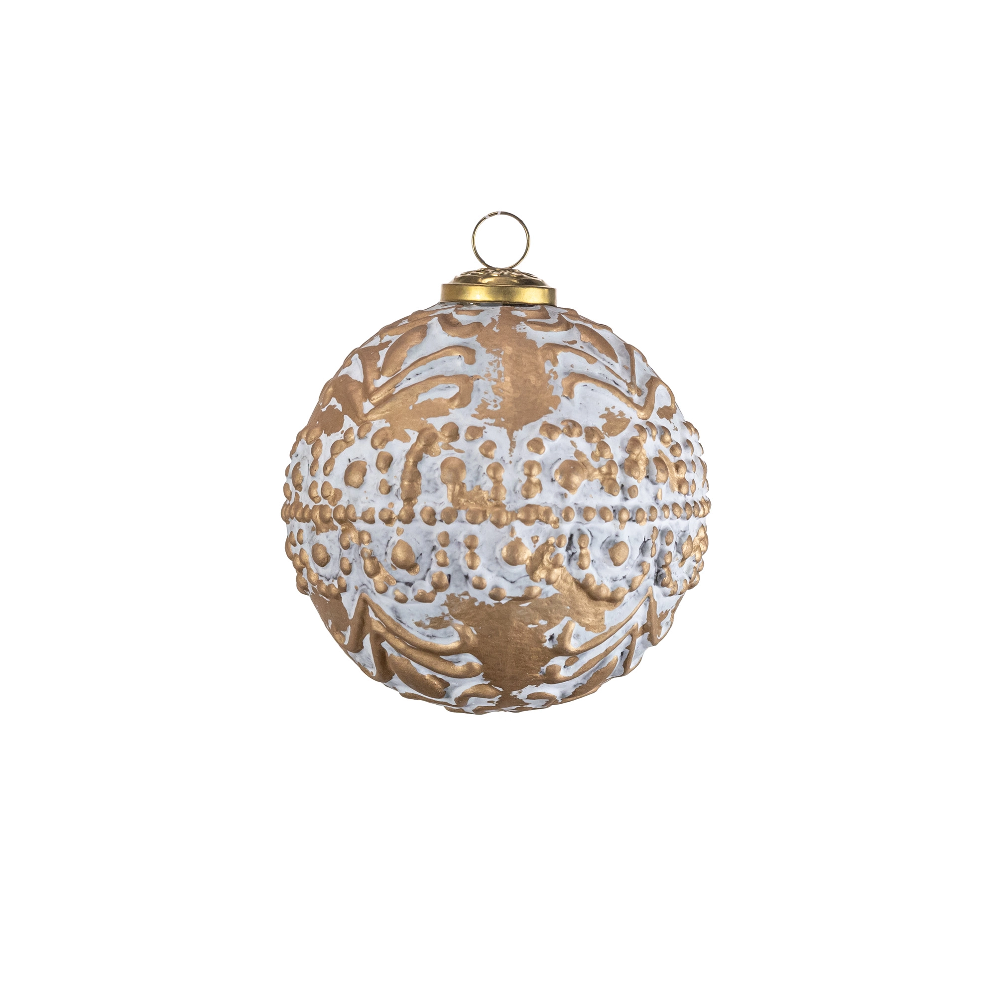 Glass christmas Ball with design, Gold
