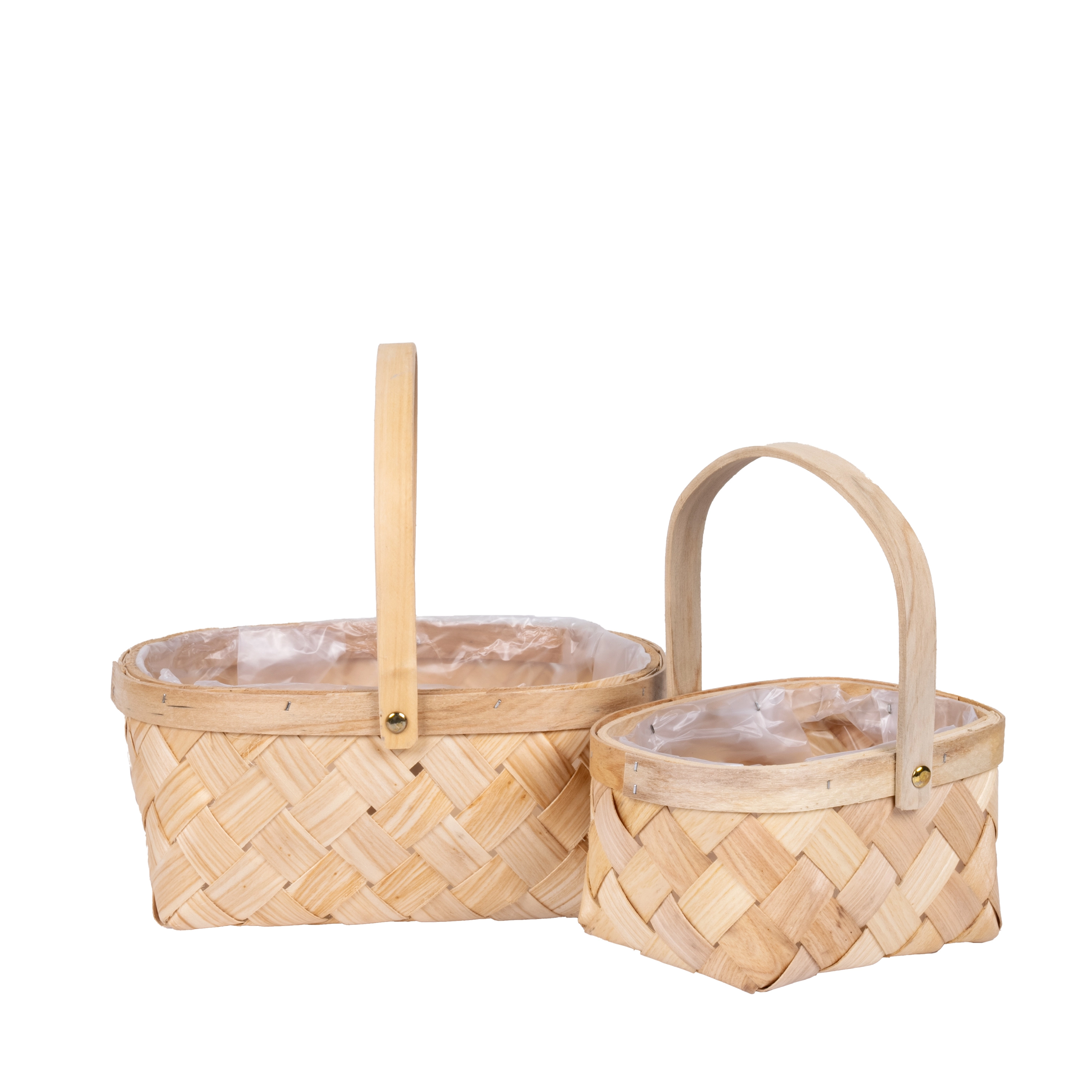Wooden baskets 28,5x24xH13,5, 23,5x19,5xH13cm 2pcs