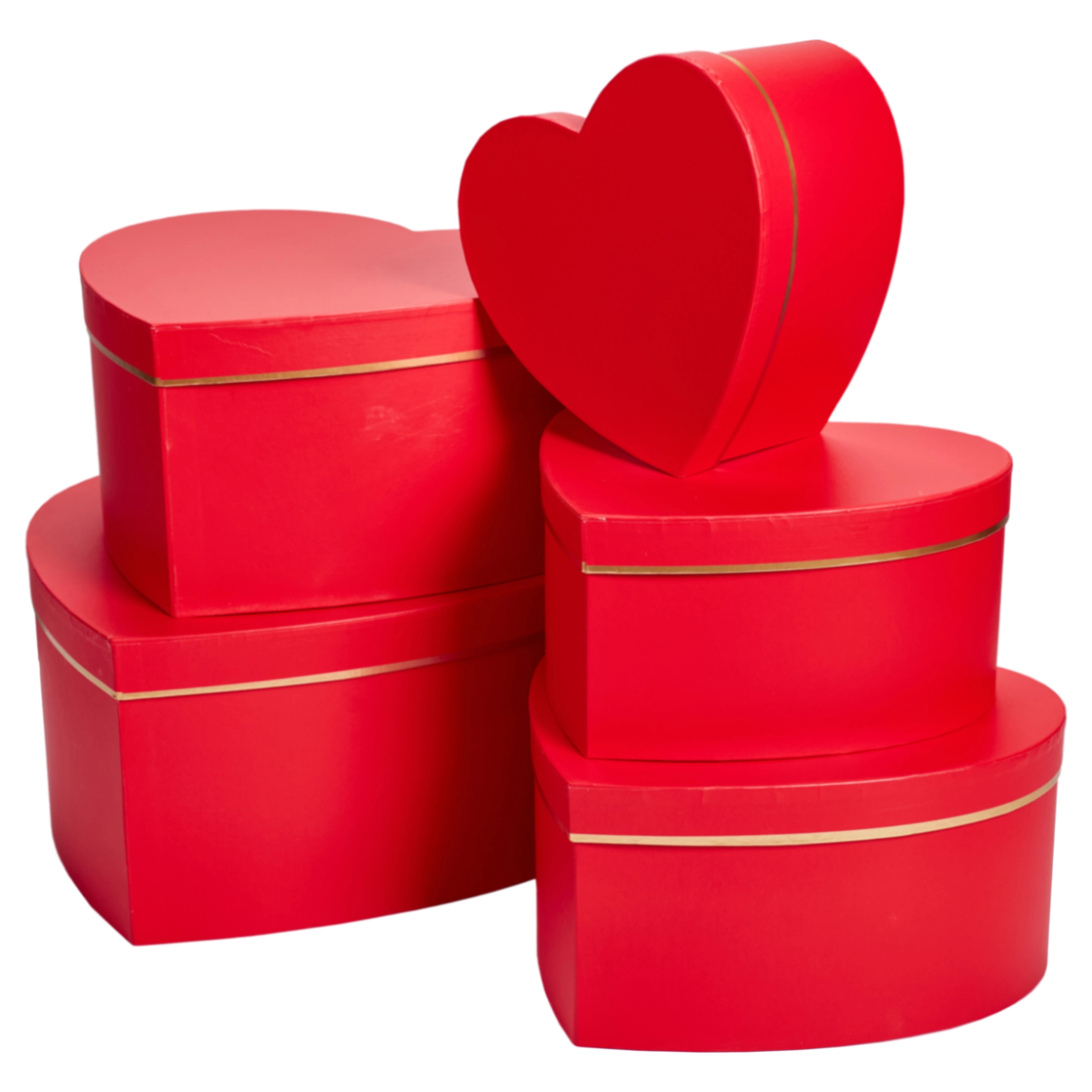 Flower box Heart 33.5x31x16, 30x28x14.5, 26.5x25x13, 23x21.5x11.5, 19.5x18x10 cm Red