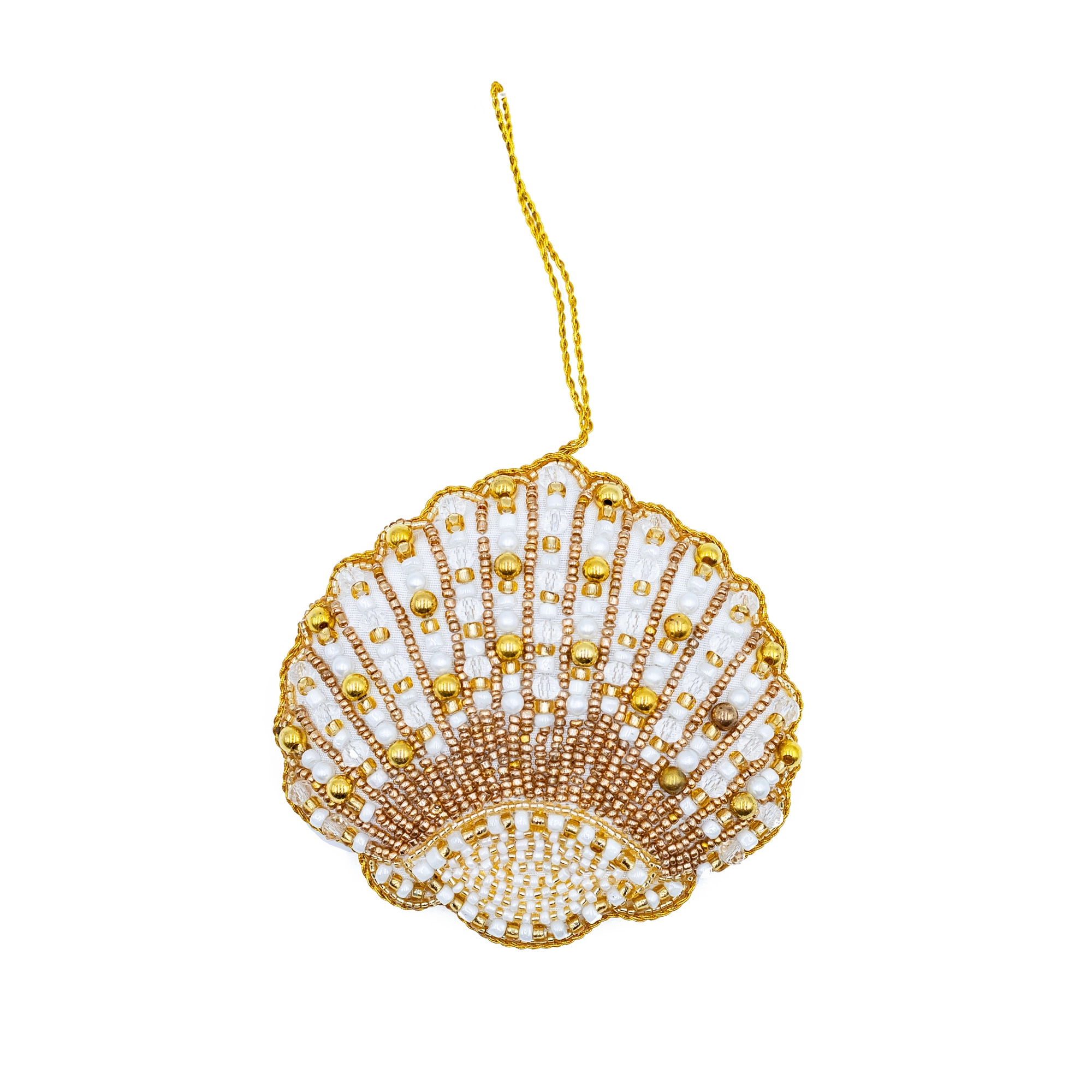 Fabric christmas decoration and tassel Shell, Beige