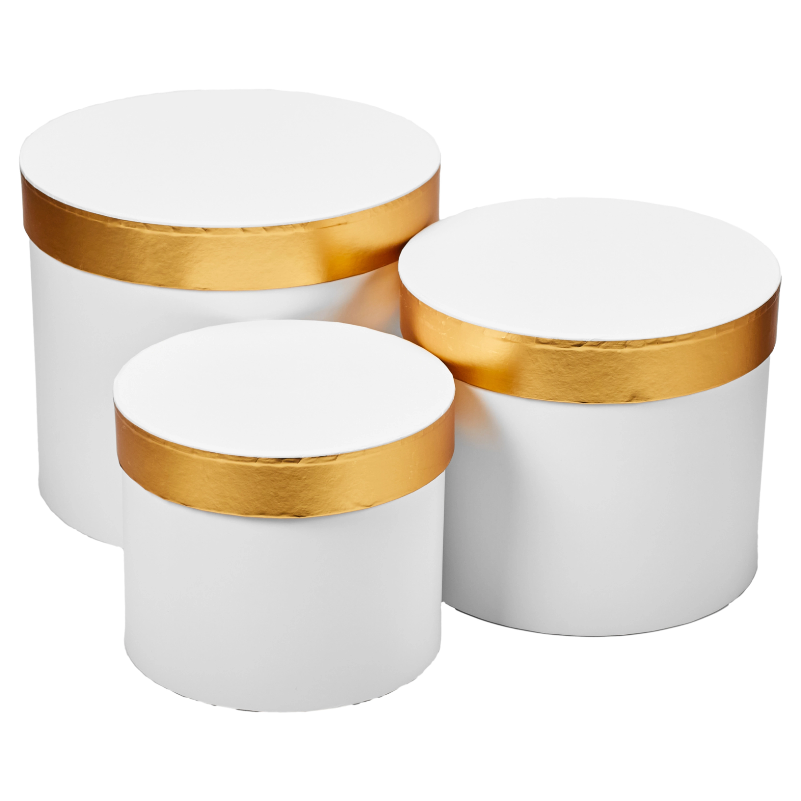 Flower box wih lead D23xH19.5, D20xH17, D17xH14 cm White