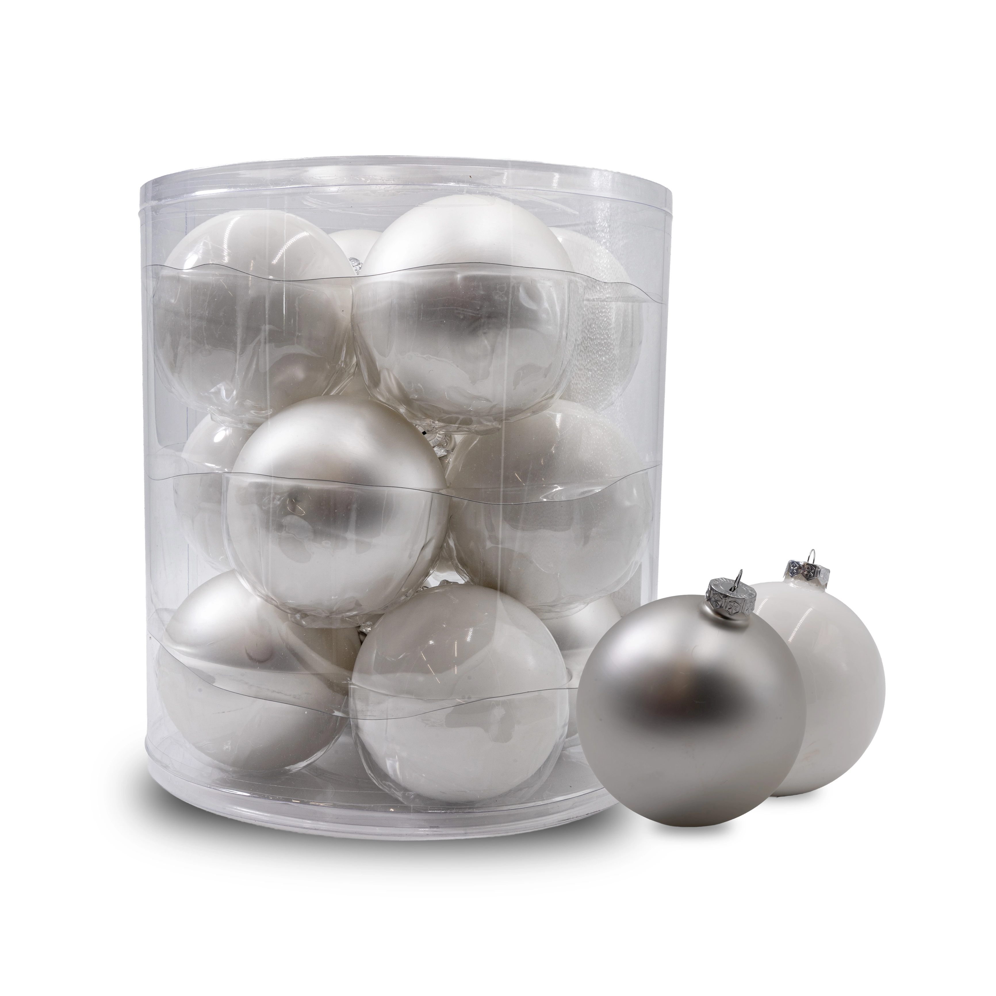 Glass Christmas balls, plain , 12pcs