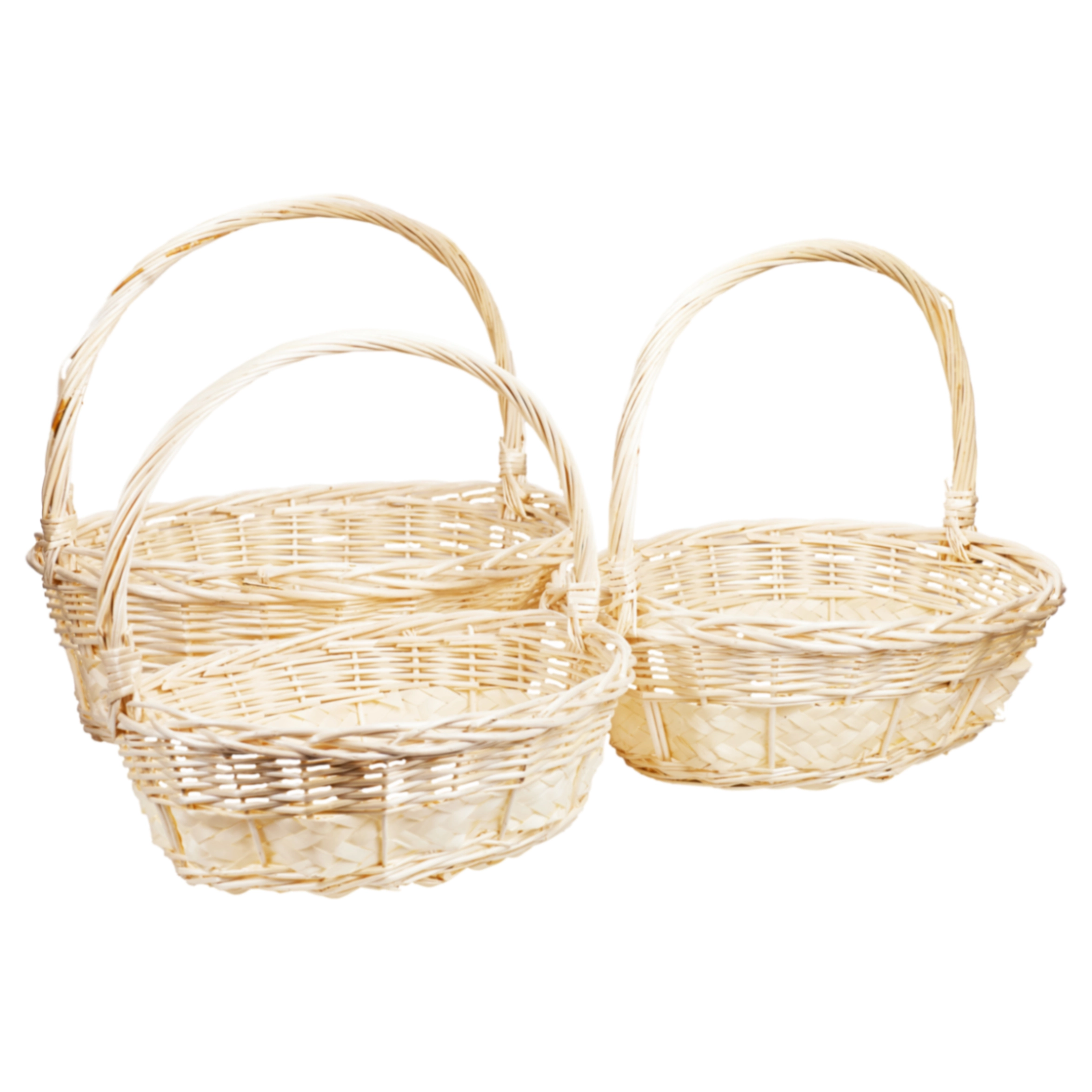 Willow baskets 59x47xH20, 52x42xH16, 45x36xH14 cm, 3pcs