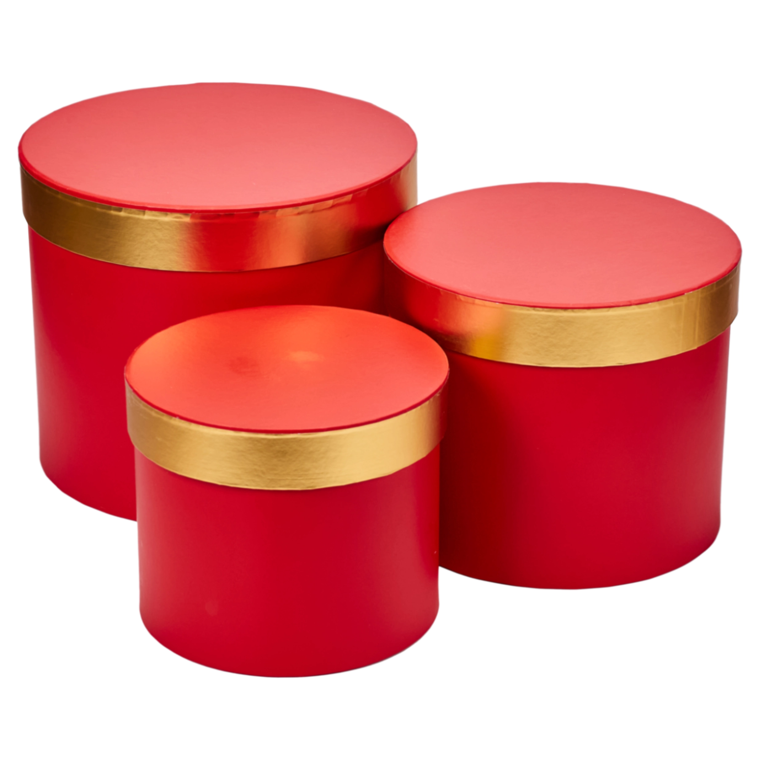 Flower box wih lead D23xH19.5, D20xH17, D17xH14 cm Red