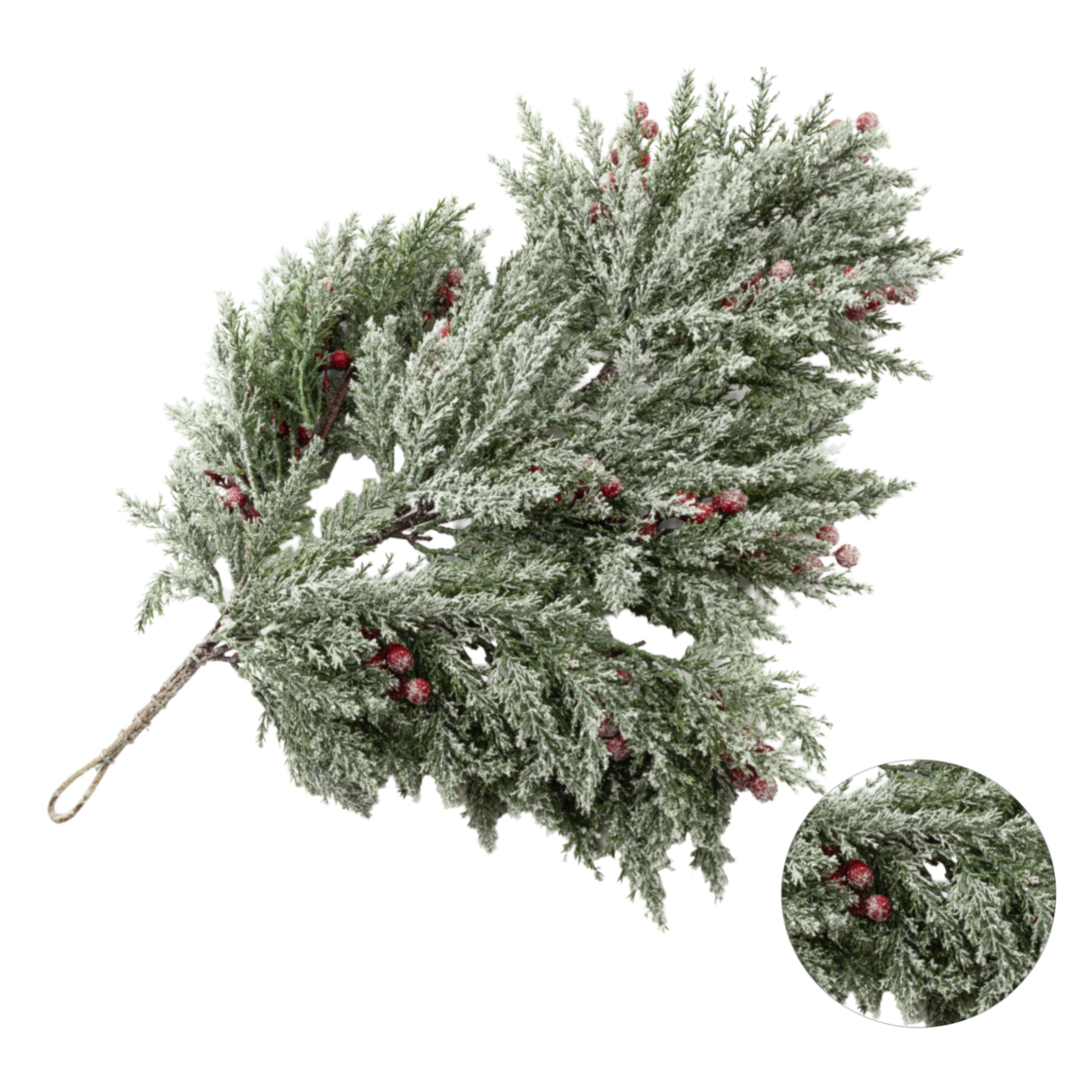 Christmas branch with snow and berries