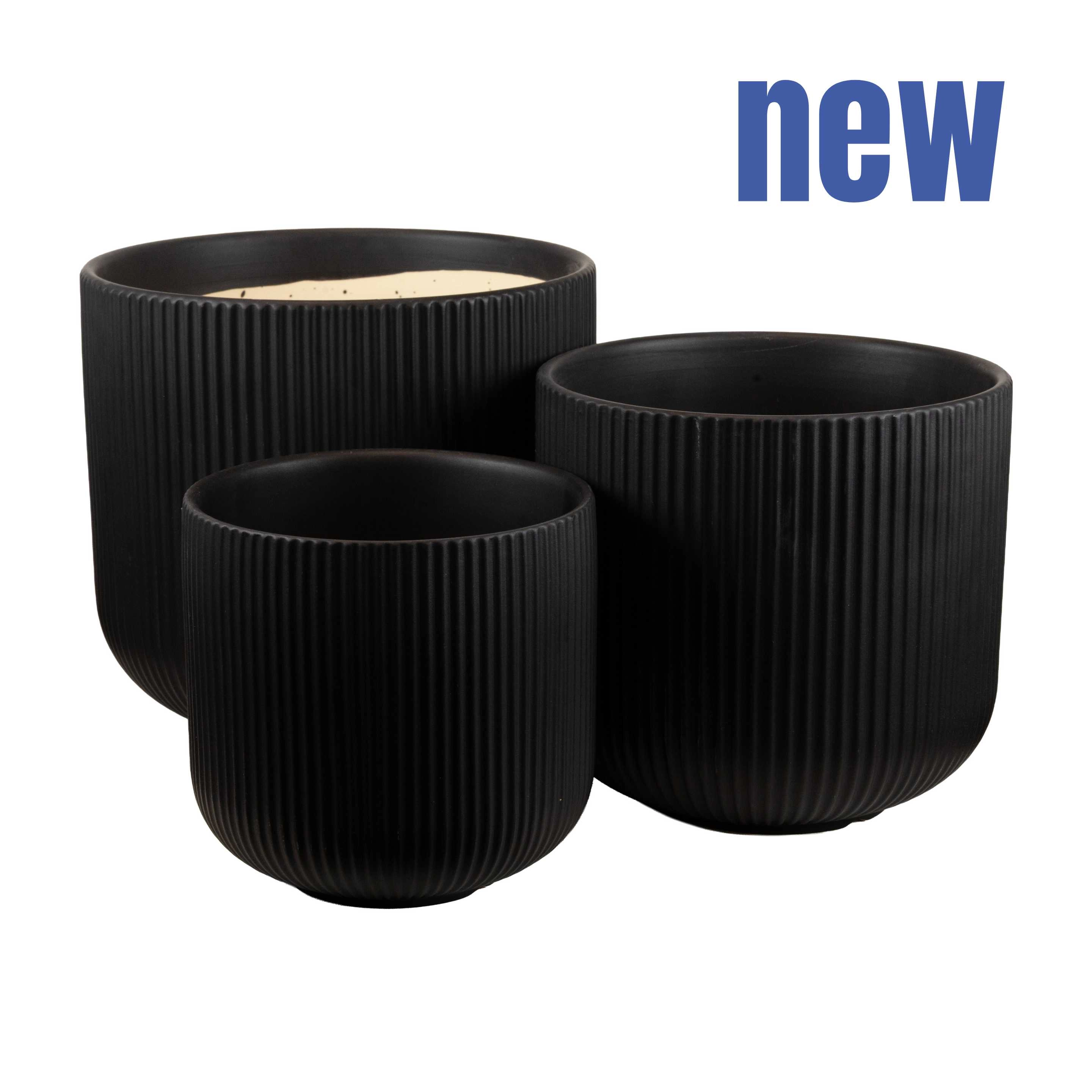 Ceramic pot set 22.5x22.5x21cm, 19x19x18 cm, 15.5x15.5x15 cm, 3 pcs