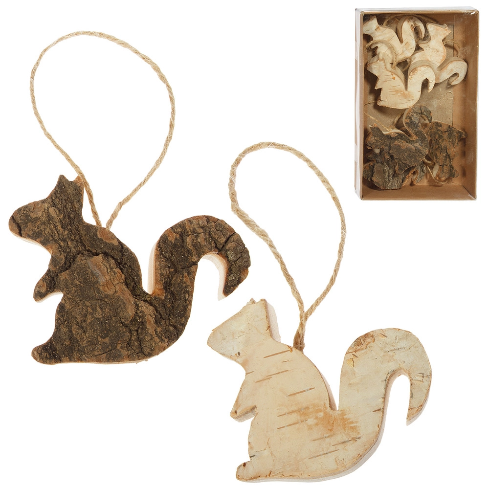 Wooden christmas tree decoration Squirrel, 6pcs | Wholesale flowers, plants and supplies Wooden christmas tree decoration Squirrel, 6pcs