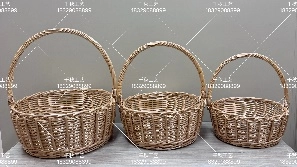 Willow baskets, 3pcs, D26xH28, D32xH33, D36xH38cm