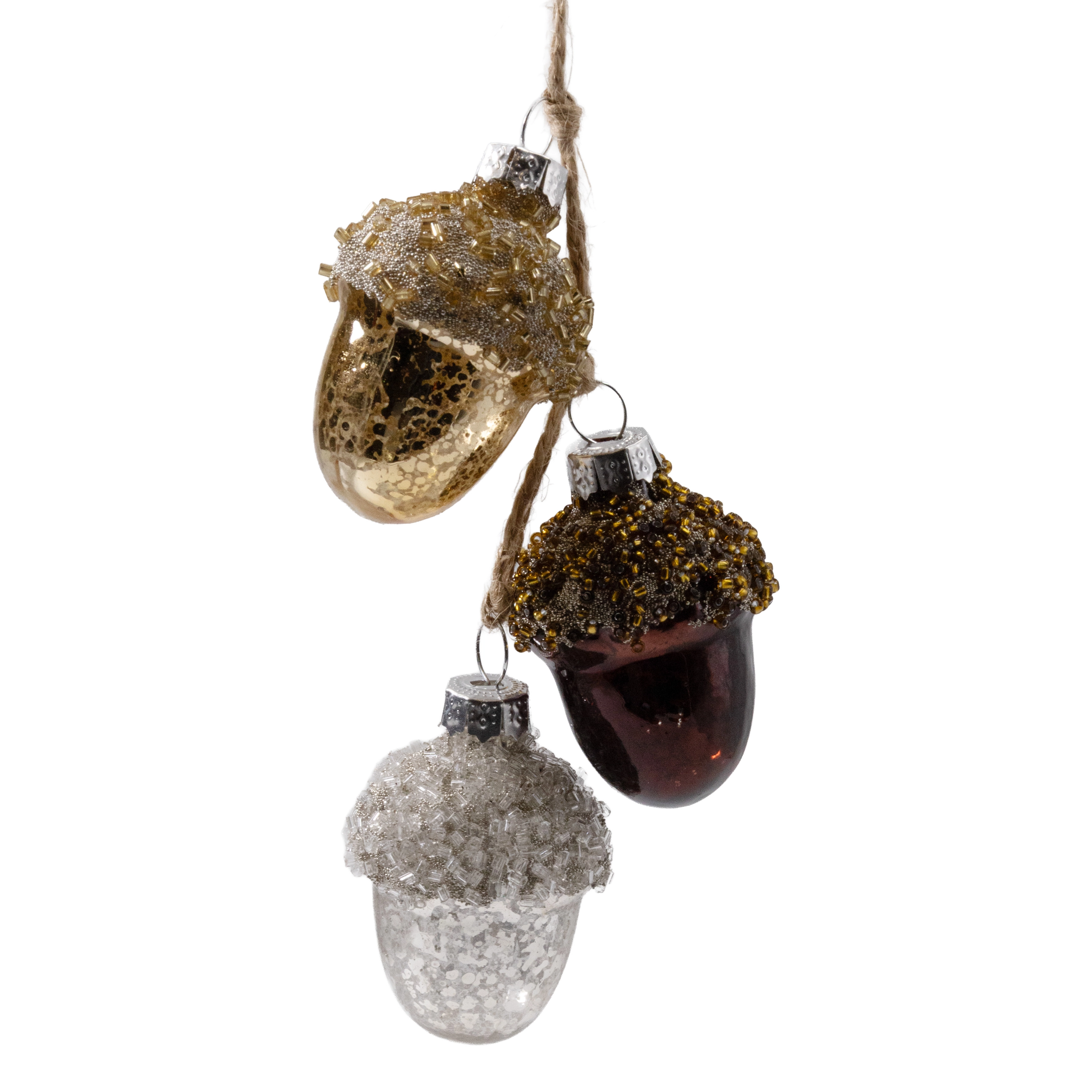 Glass Christmas decoration Acorn, 3 pcs | Wholesale flowers, plants and supplies Glass Christmas decoration Acorn, 3 pcs