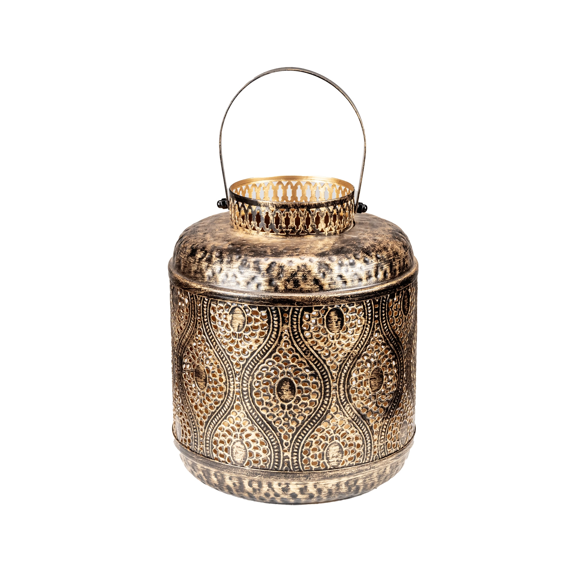 Metal lantern with handle 22×22×H25cm Bronze | Wholesale flowers, plants and supplies Metal lantern with handle 22×22×H25cm Bronze