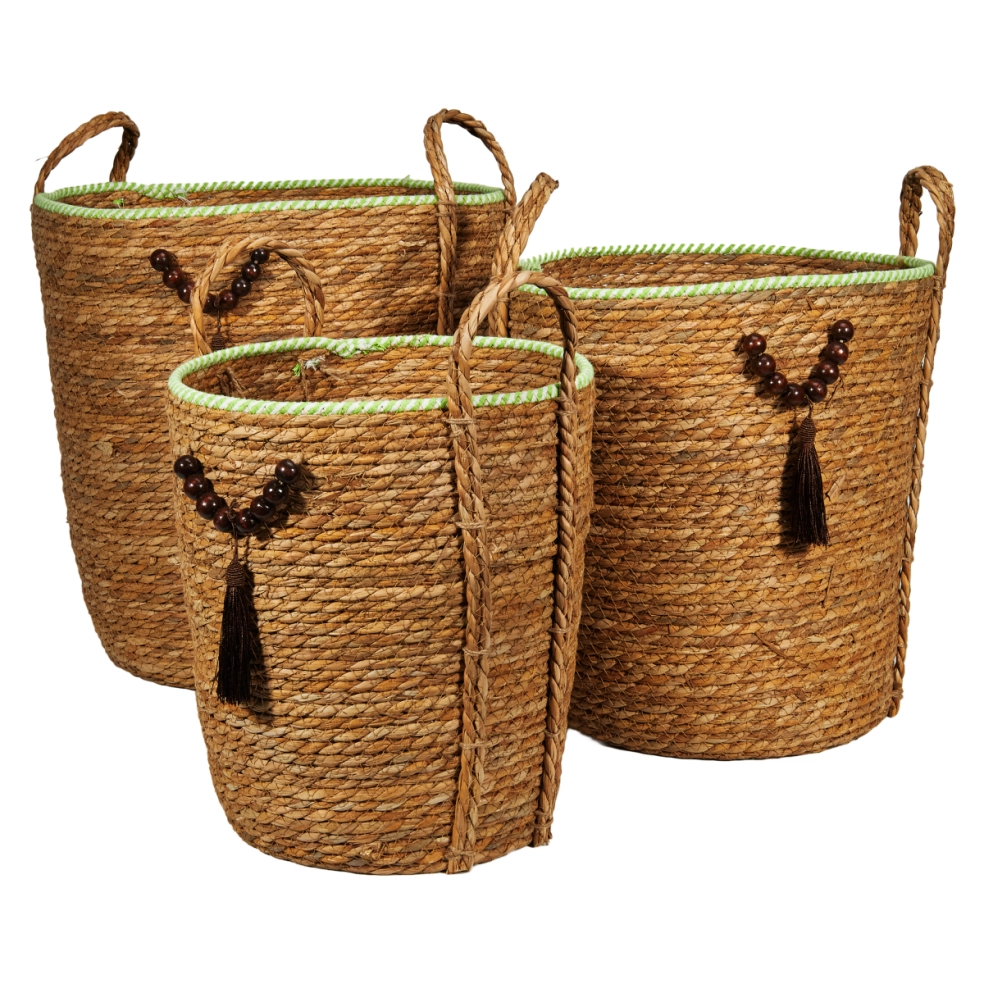 Seagrass baskets D39xH42, 34xH38, D29xH33 cm, 3 pcs