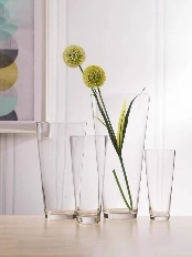Glass vase wide mouthed