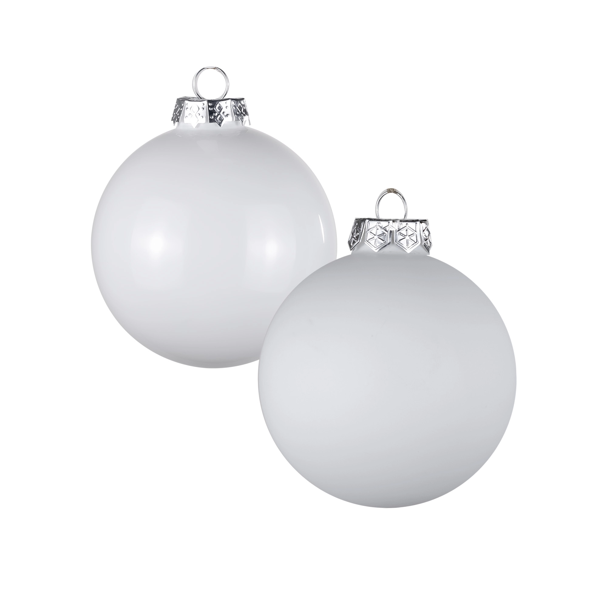 Glass Сhristmas balls, plain , 16pcs, White