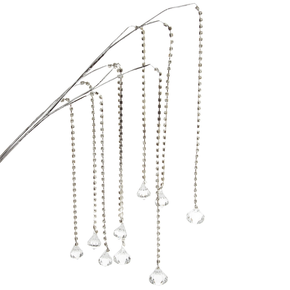 Christmas spray with crystals, Silver | Wholesale flowers, plants and supplies Christmas spray with crystals, Silver