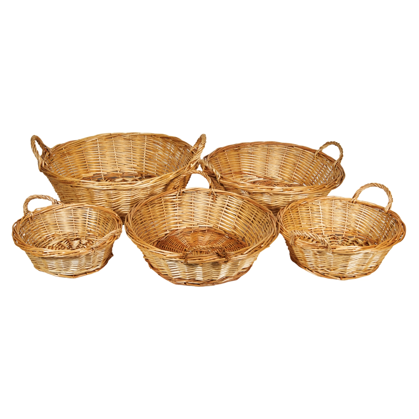 Willow basket D50xH15, D45xH13, D40xH12, D35xH10, D30xH9 cm, 6 pcs