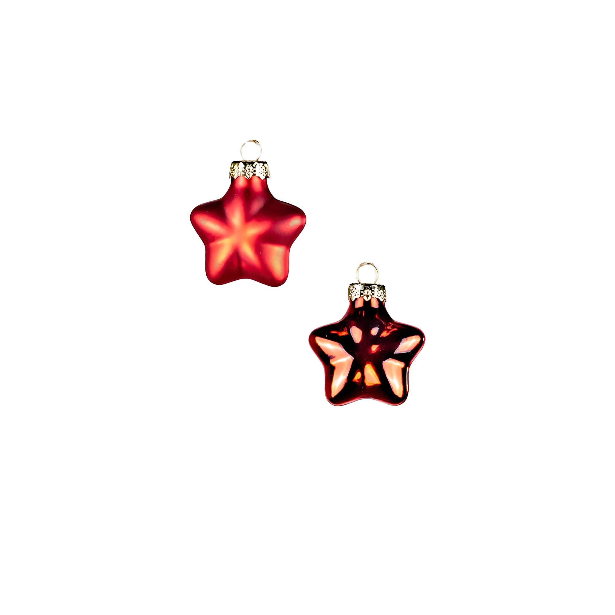Glass Christmas decoration Star, 9pcs, Red