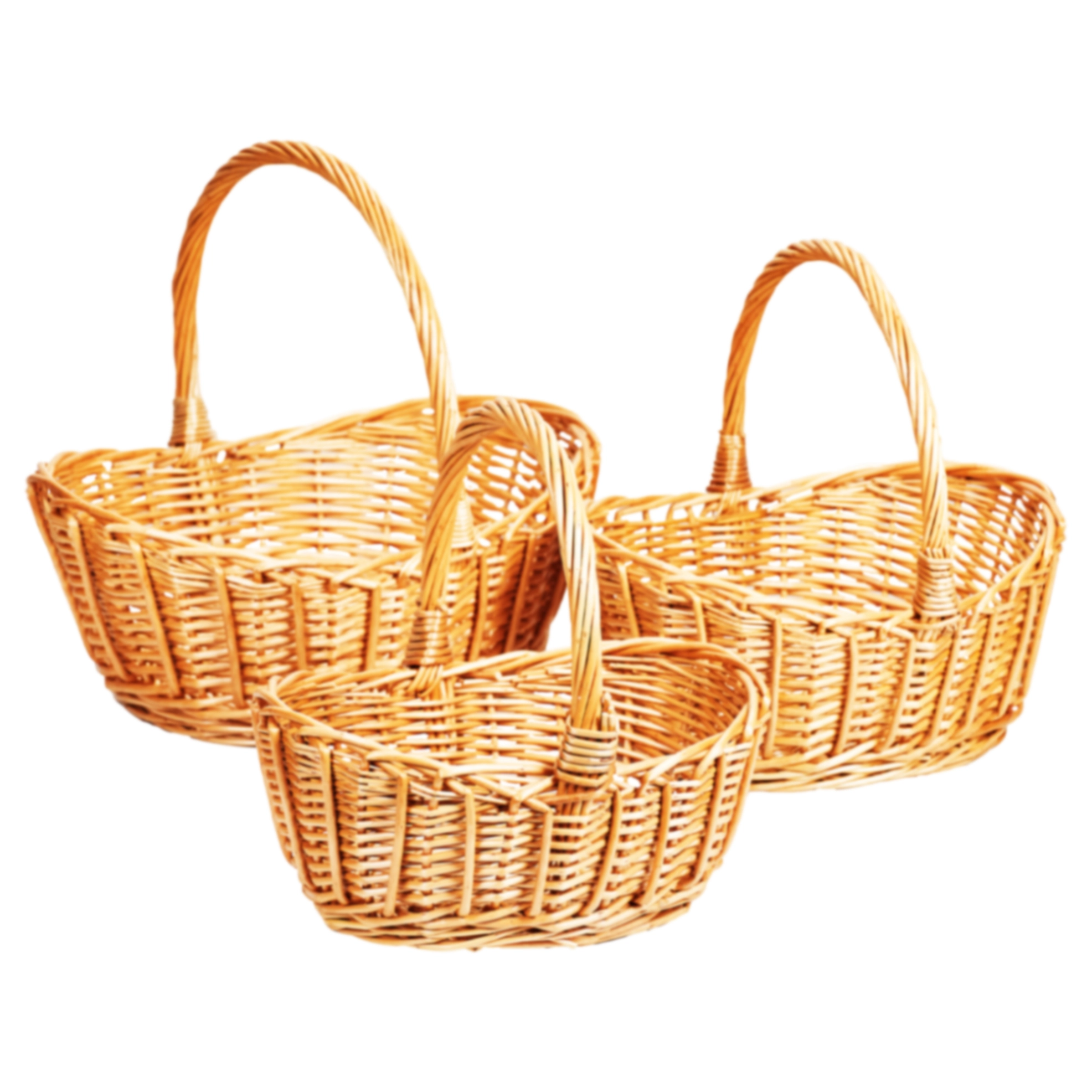 Willow baskets, 3pcs, 30x23xH30, 35x26xH34, 39x32xH40cm