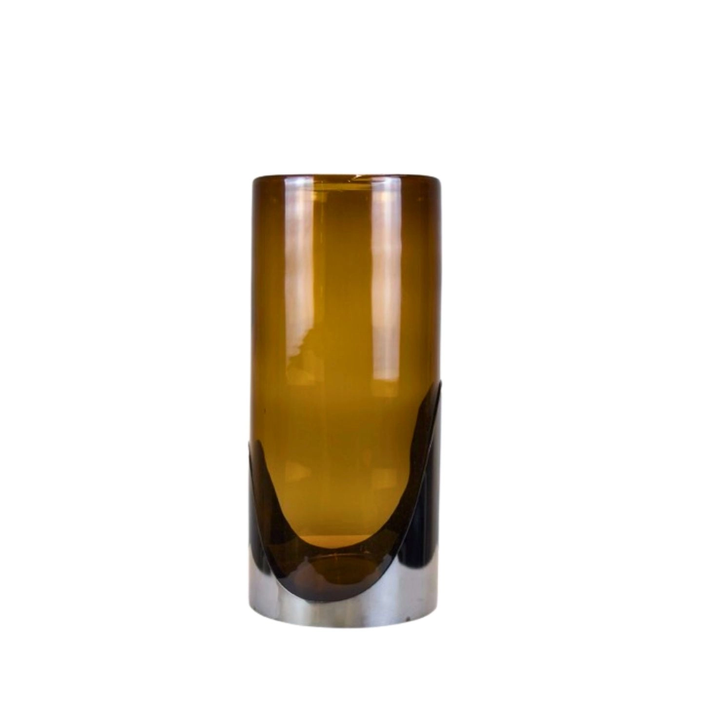 Glass vase with metal