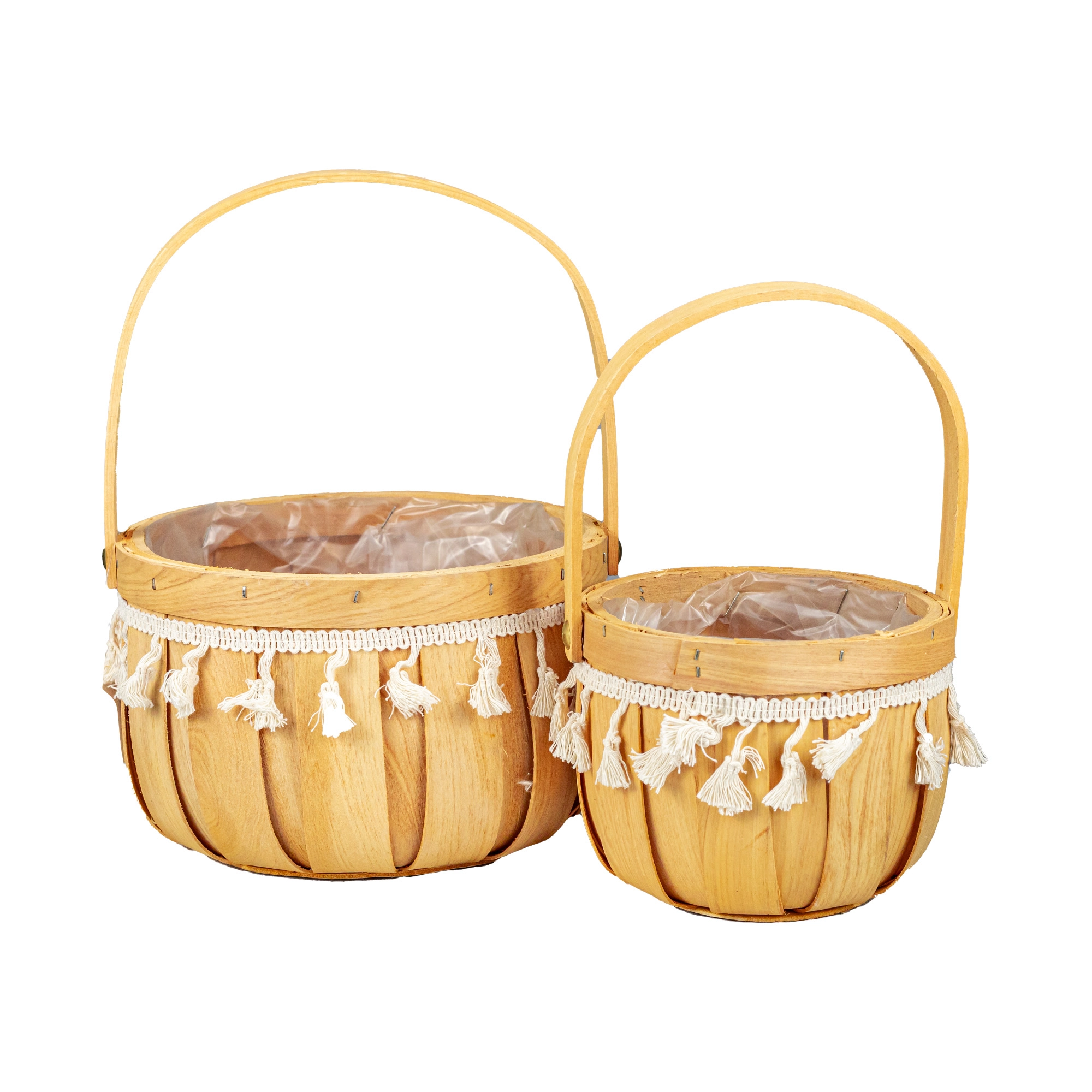 Wooden baskets,2pcs,16x12x H49cm,,22x14xH27cm