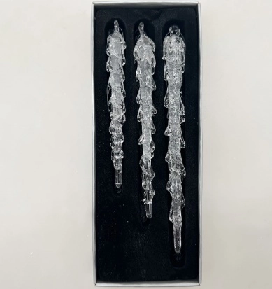 Glass Christmas decoration Icicle H13cm, H15 cm, H18 cm, 3 pcs