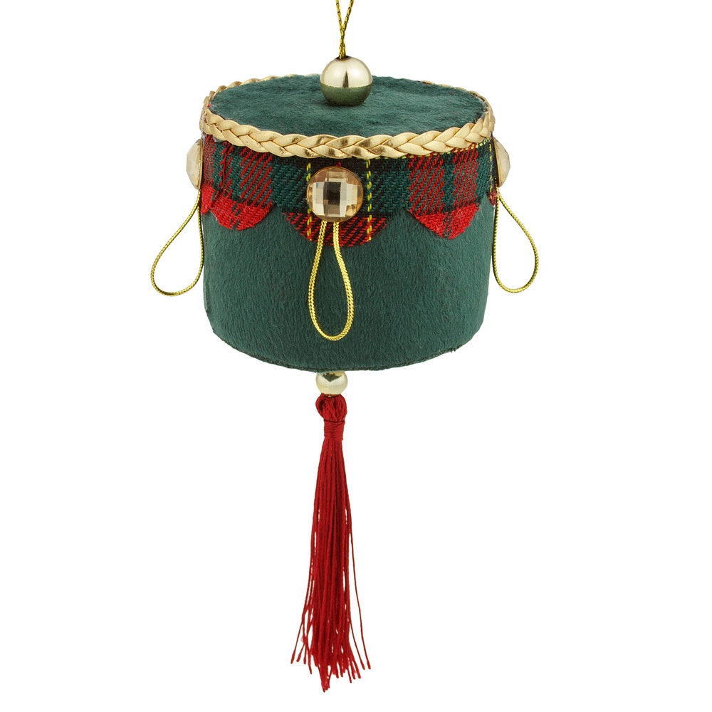 Velvet christmas tree decoration Drum with tassel | Wholesale flowers, plants and supplies Velvet christmas tree decoration Drum with tassel