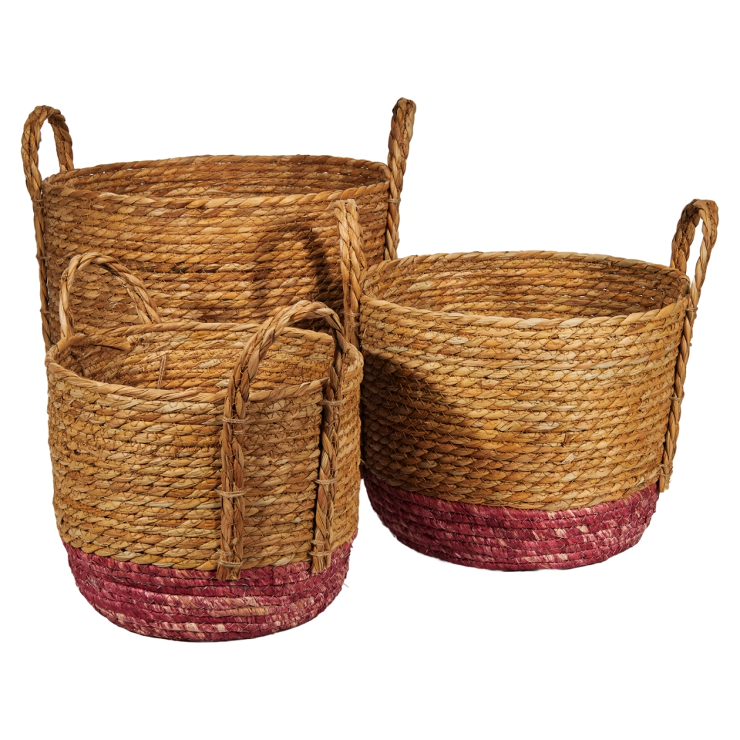 Seagrass baskets D33xH29, 29xH24, D26xH20 cm, 3 pcs
