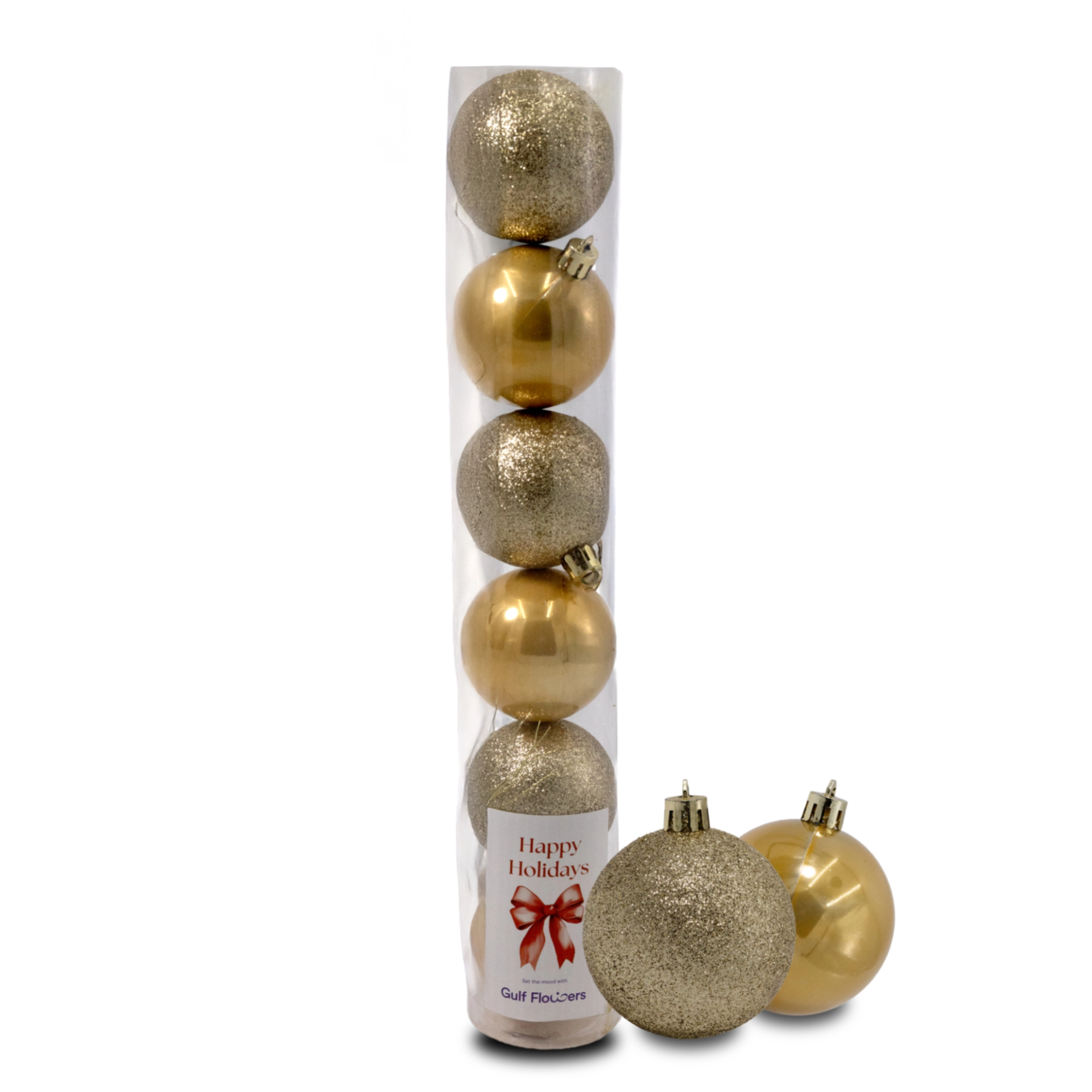 Plastic Сhristmas balls, glitter/pearl, 6pcs