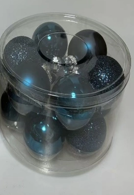 Glass Сhristmas balls, plain , 12 pcs