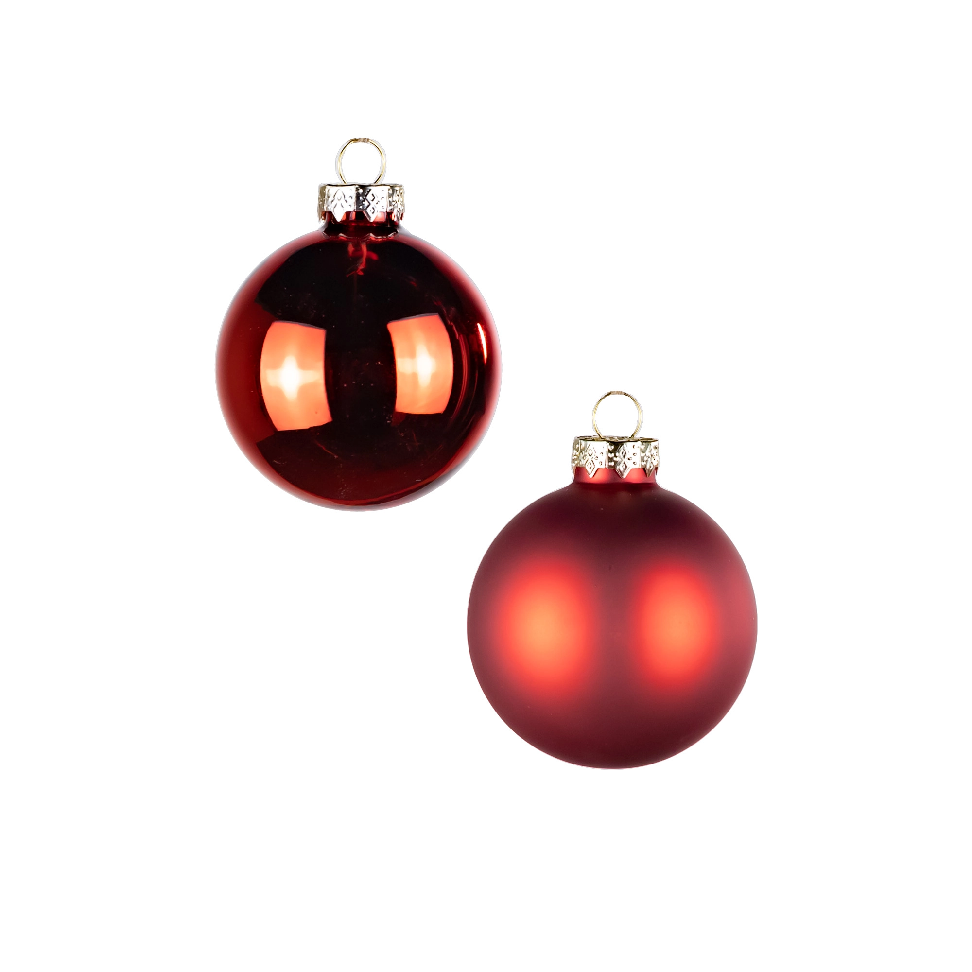 Glass Christmas balls, plain , 20pcs, Red