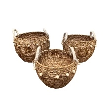 Seagrass baskets D32xH24, D27xH20, D23xH16 cm, 3 pcs