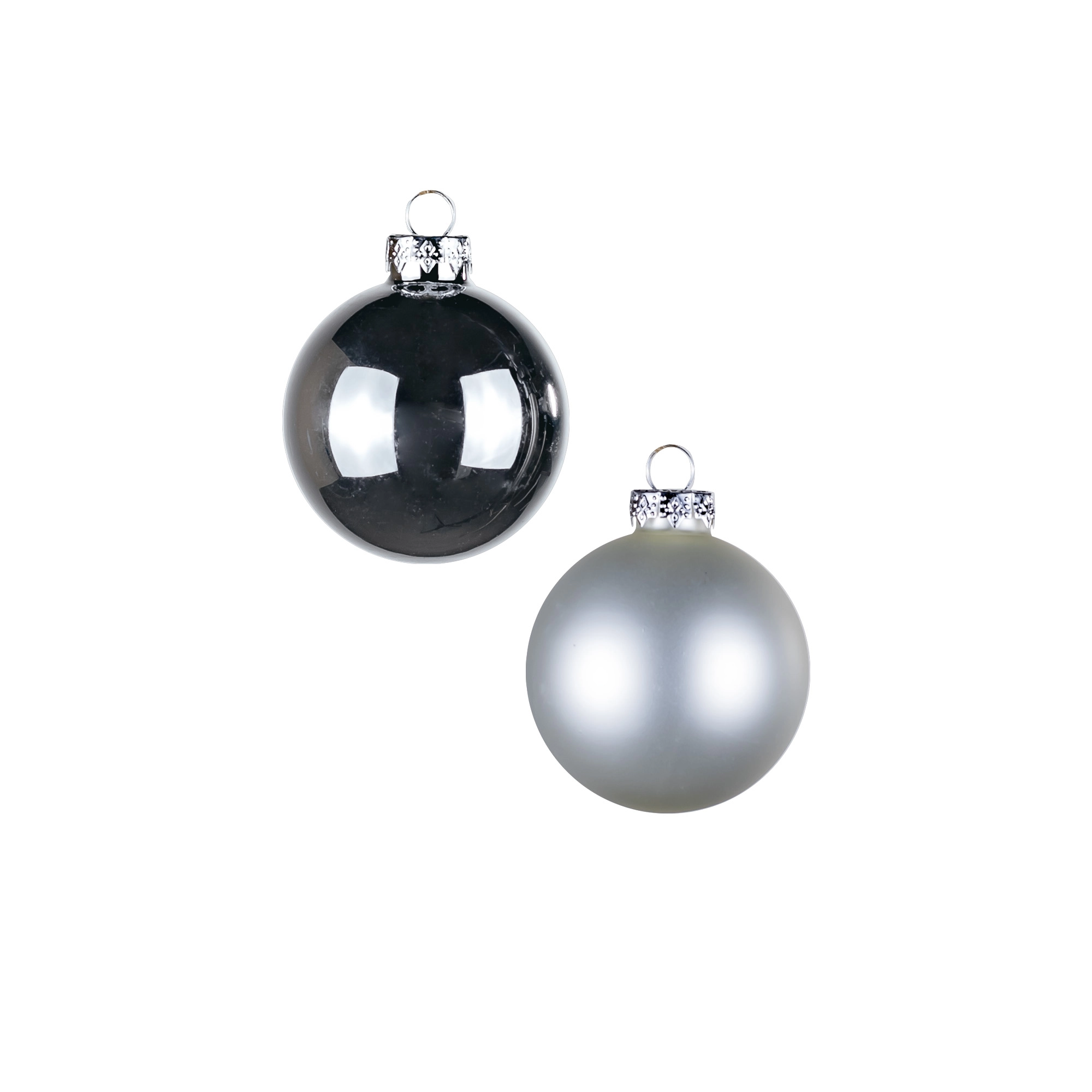 Glass Сhristmas balls, plain , 20pcs, Silver