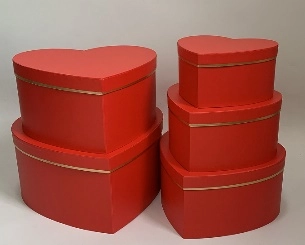 Flower box Heart 33.5x31x16, 30x28x14.5, 26.5x25x13, 23x21.5x11.5, 19.5x18x10 cm Red